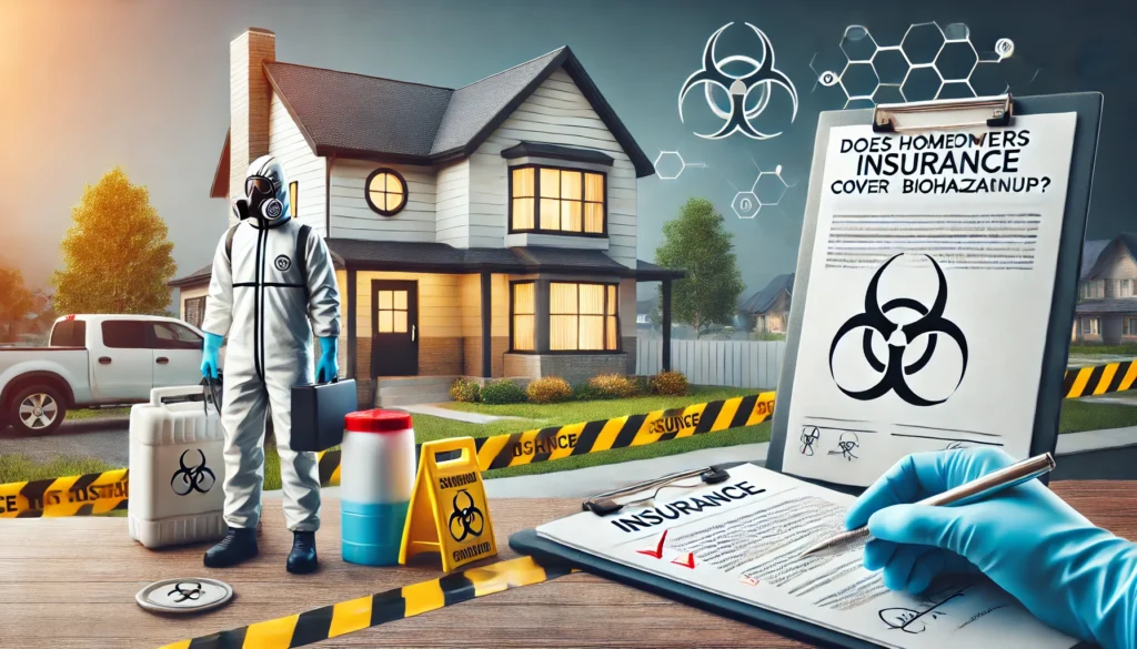 A professional and visually appealing landscape image for an article about 'Does Homeowners Insurance Cover Biohazard Cleanup_'. The image should feat